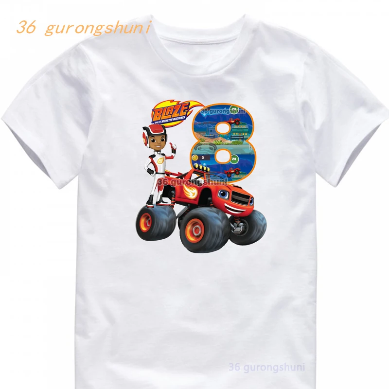 Kids T Shirt Boys T Shirts 5 6 Birthday Blaze And The Monster Machines T-shirts summer Tops For Girls clothing Children Clothes