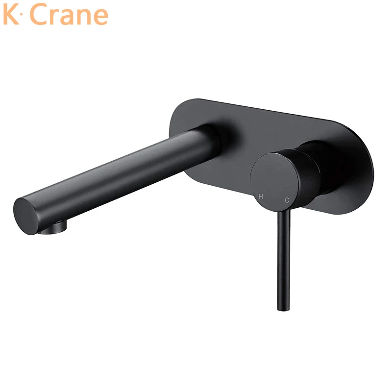 

Bathroom Black Faucet Wall Mount Basin Sink Brass Tap Hot Cold Water Mixer Grifo Modern Luxury Bath Shower Taps Bathtub Torneira