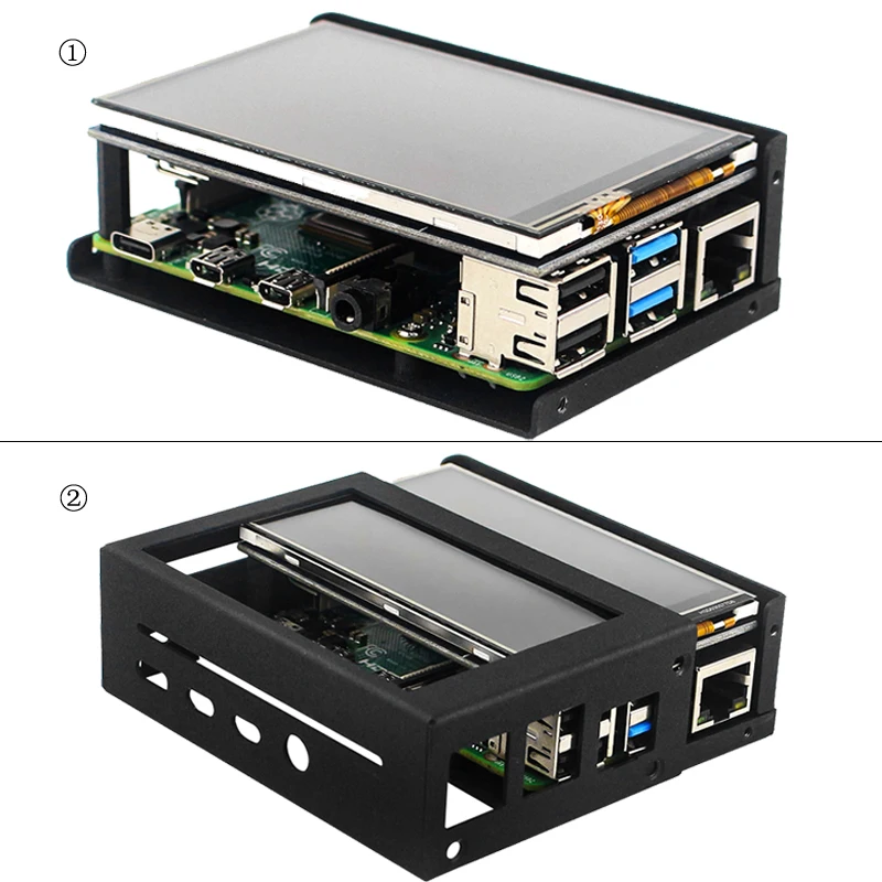 Raspberry Pi 4 Modell B 3,5 Zoll Touch Screen 5 50 FPS IPS Display Metall Fall Aluminium Shell Cooling Halter für Raspberry Pi 4