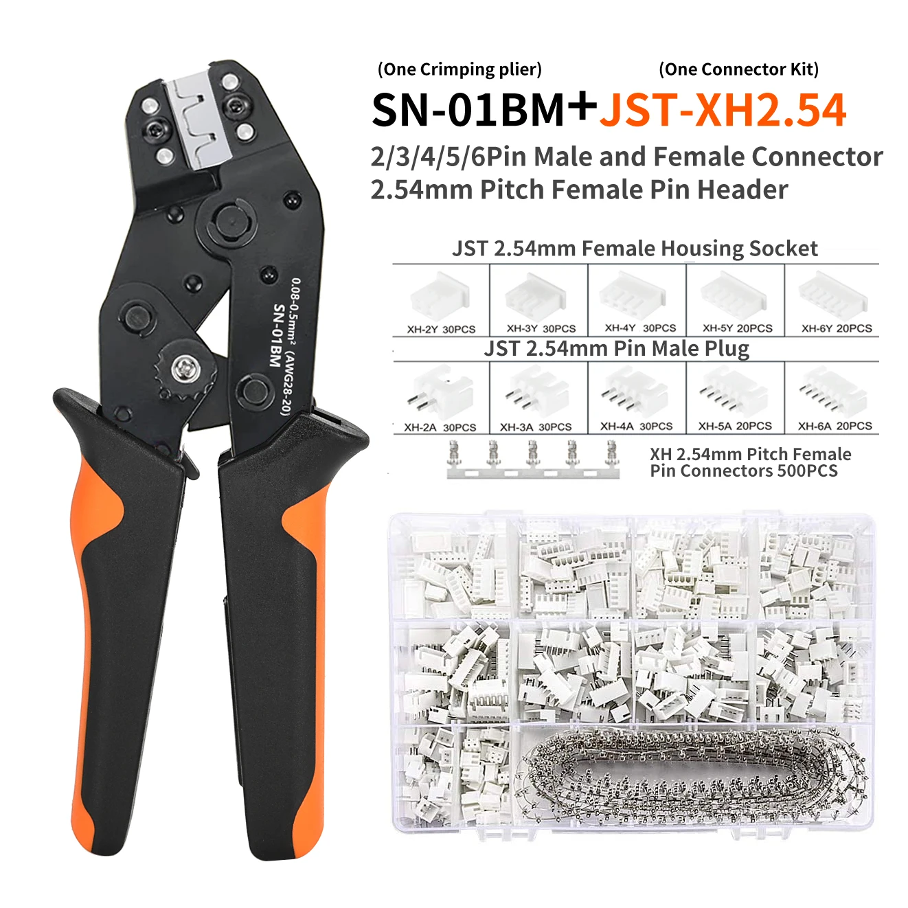 Imagem -04 - Dupont Ratchet Crimping Tool Grupo Sn01bm Awg 2820 Kit Crimper Alicate com 254 Milímetros Dupont Conectores Jst-xh Terminal