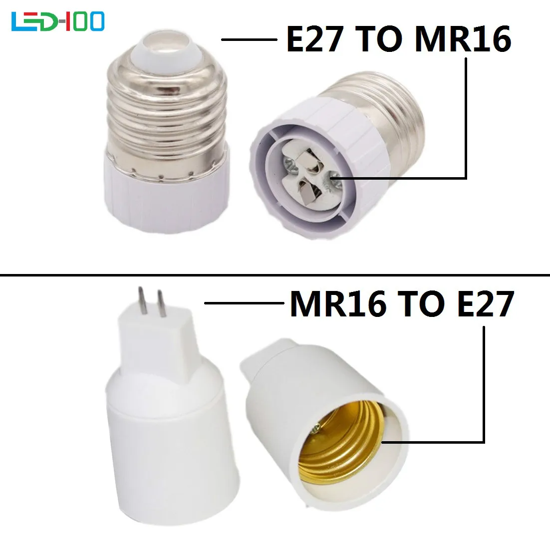 E27 To MR16 Base Converter E27 Lamp Holder Adapter Screw Socket MR16 GU5.3 To E27  LED Bulb Parts Caremic LED Light Lamp Adapter