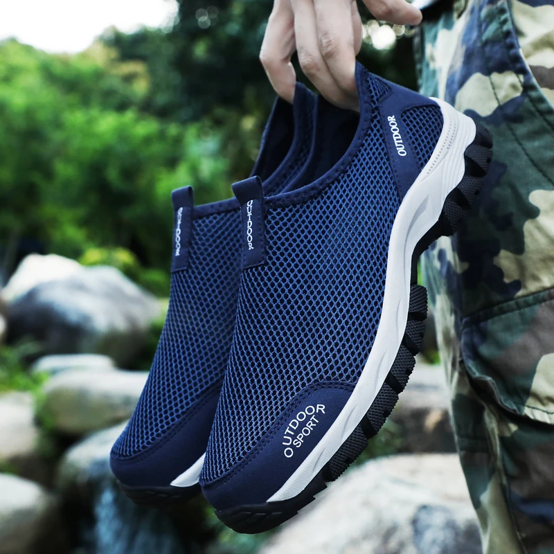 Hiking Shoes Slip on Sports Shoes Male Outdoor Jogging Trekking Sneakers Non-Slip Wear-Resistant Travel Comfortable Climbing