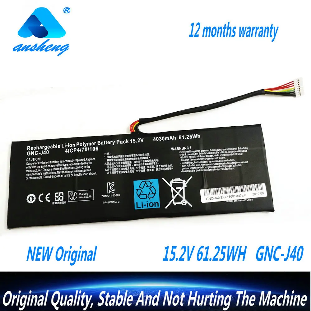 

Genuine GNC-J40 Laptop Battery For GIGABYTE P34W P34K P34F P34G V2 V3 V5 V7 961TA013F 15.2V 4030mAh 61.25Wh