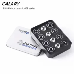 Original CALARY 7-beads Si3N4 Black Ceramic 608 Bearing Dual-side Dustproof for CITYRUN Inline Speed Race Skating Bearings 16pcs