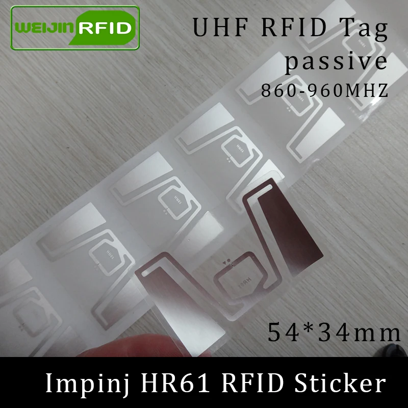 Бирка-стикер UHF RFID HR61, с чипом 860, MR6, 960-900 МГц, 915 МГц, 868 МГц, для смарт-карт EPCC1G2, 6C