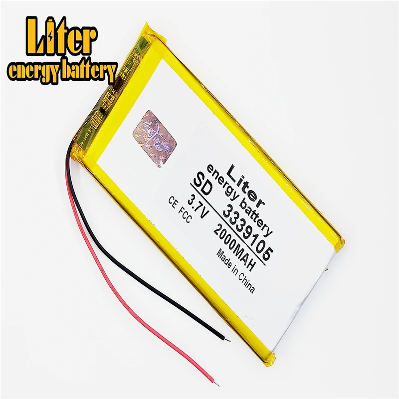 1pcs3.7V,2000mAH,3339105 polymer lithium ion / Li-ion battery for tablet pc,POWER BANK;GPS,e-book,speaker