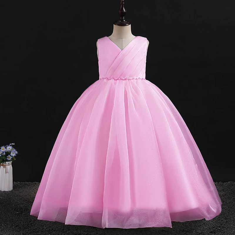 2021 New White Elegant Bridesmaid Dress Toddler Kids Dresses For Girls Children Pageant Party Wedding Princess Dress 3-12 Years