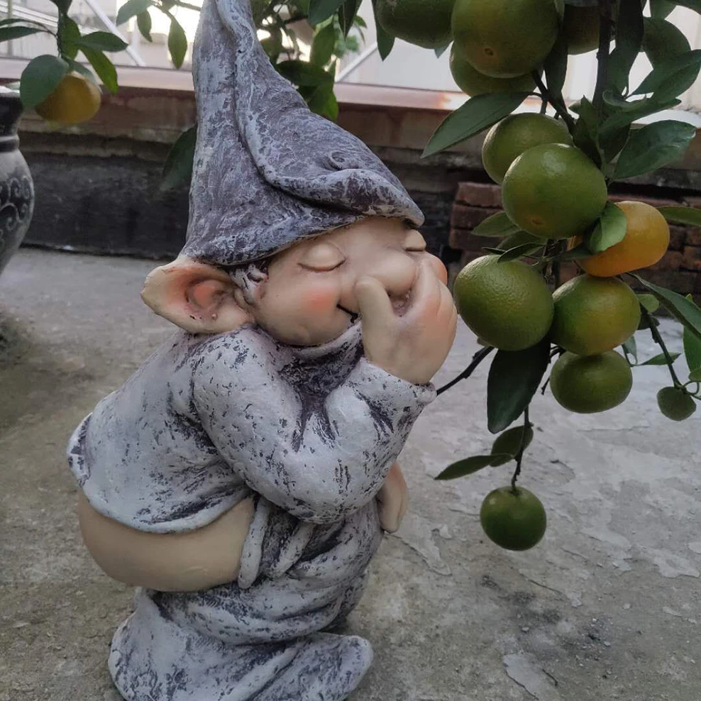 Large Size Funny Gnome Miniature Dwarf Figurine Statue Resin Crafts Cute Elf Mold Ornaments Gardening Decor For Courtyard Garden