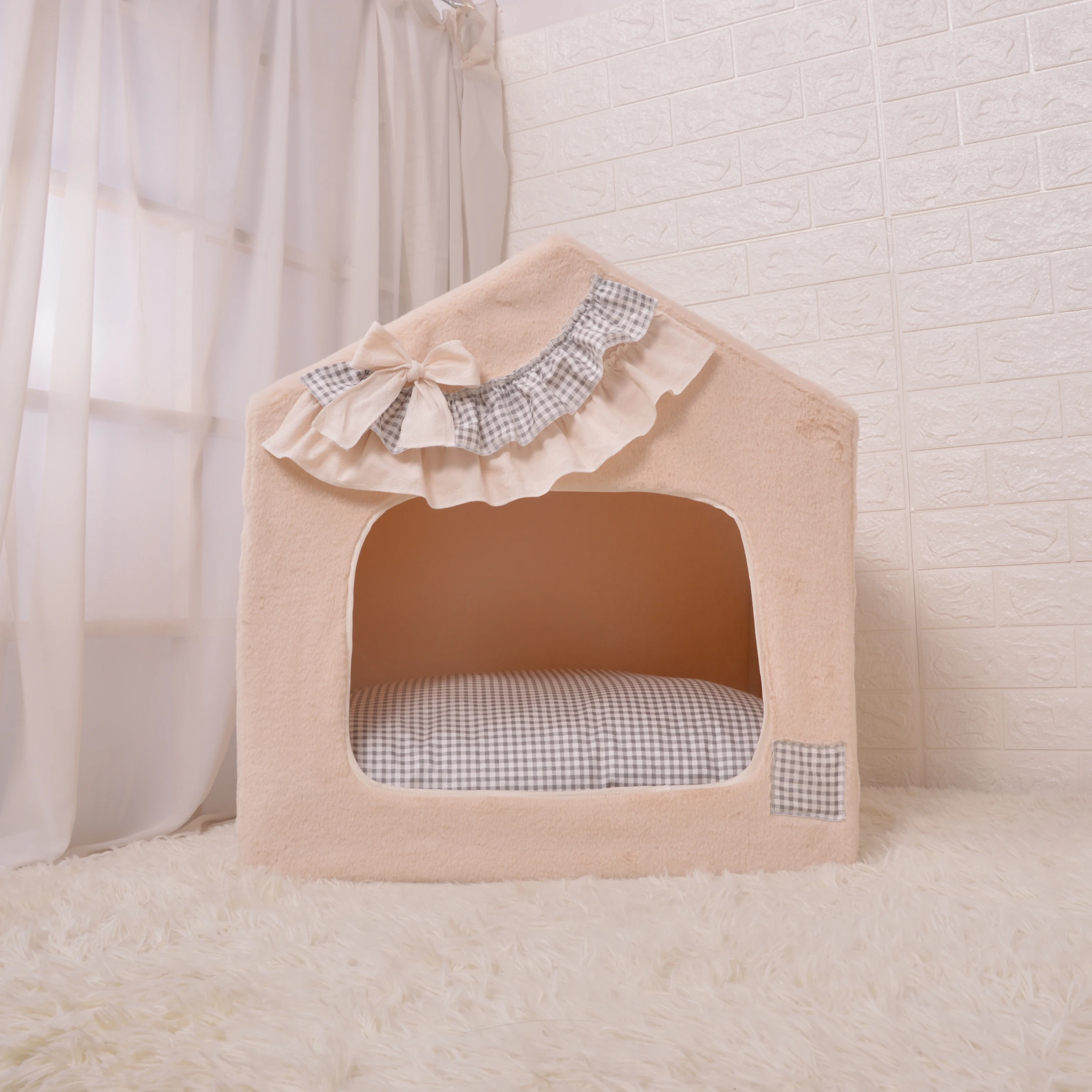 

Flannel Pet House Warm Kennel Bracket Style Pet Home Puppy House