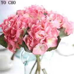 YO CHO Artificial Hydrangea Flowers Branch Silk Fake Flowers Home Garden  Christmas  Wedding Door  Home Decor  Fabric Hydrangeas