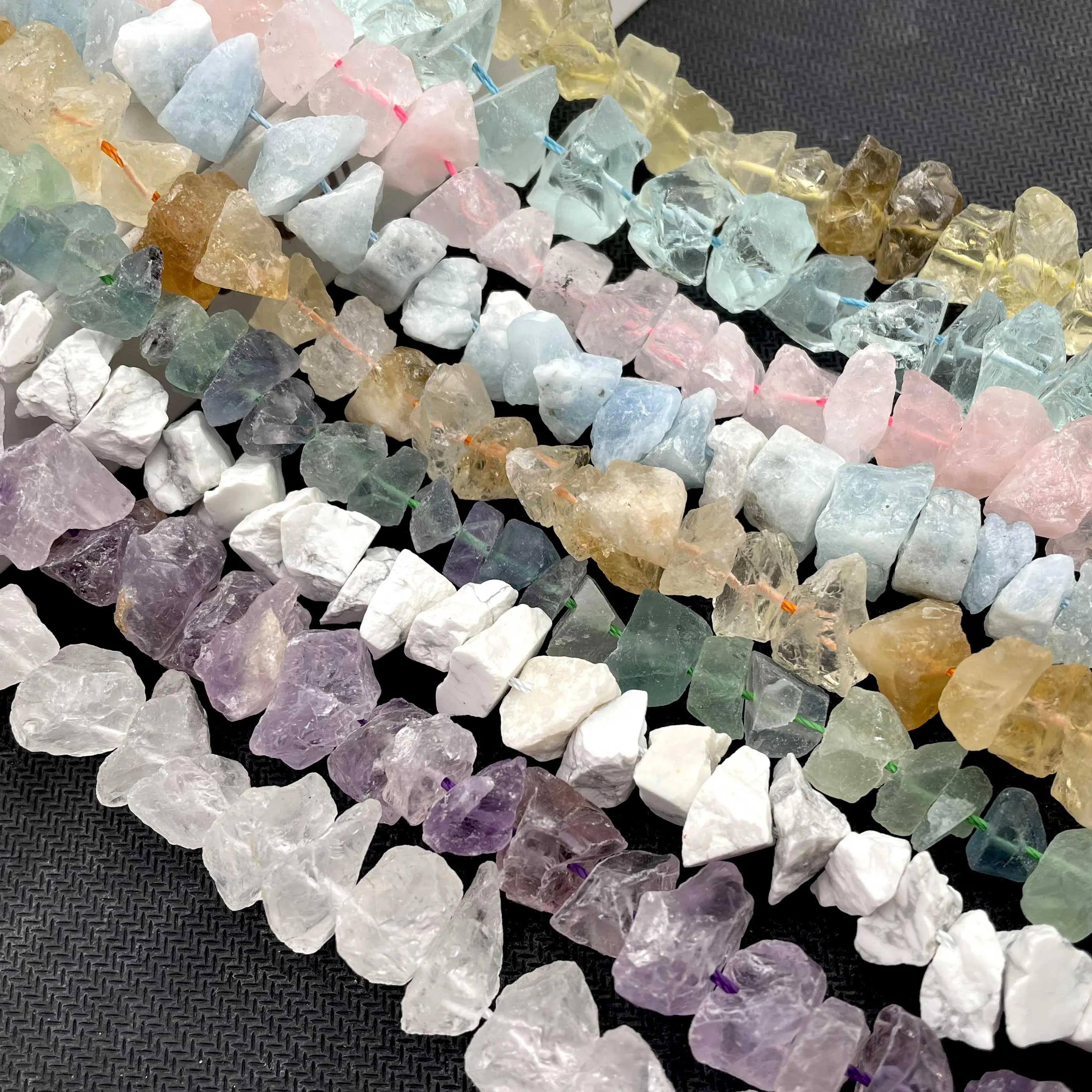 Natural Irregular Freeform Raw Fluorit Stone Nugget Amethysts Crystal Minerals Quartz Beads Diy Bracelet Jewelry Making 7.5