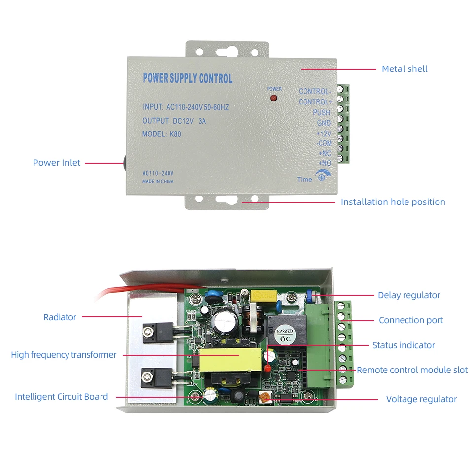 Jeatone Electric Lock Narrow Type Electric Door Lock com Power Supply Control para diferentes Door NC Mode Fail Safe Access