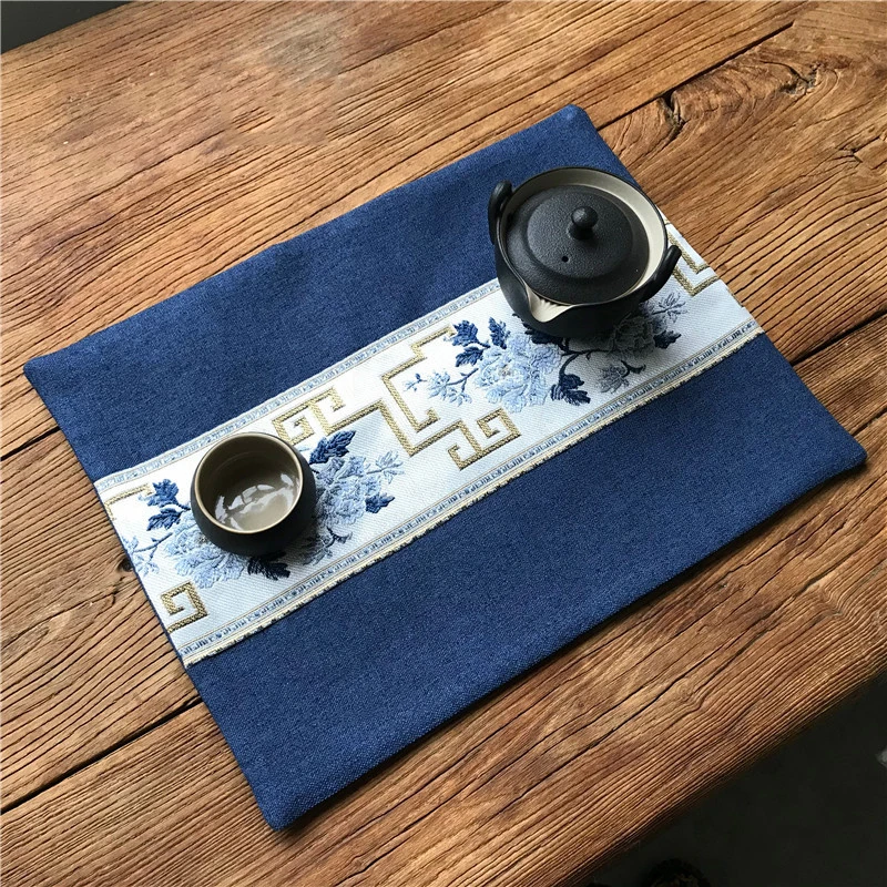 

Tea Cloth Placemat Cotton Linen Table Mat Decoration 30x40cm Embroidery Handicrafts Strong Absorben Kitchen Cleaning Cloth