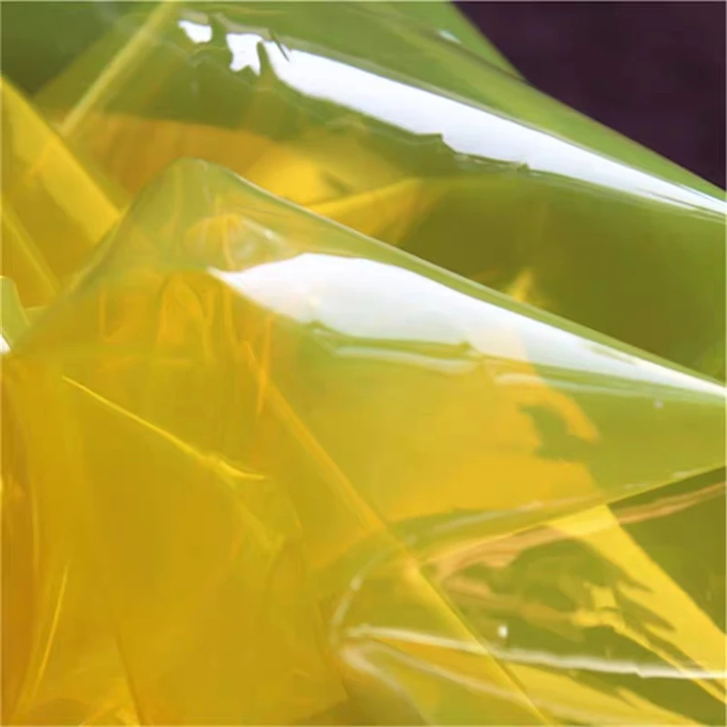 0.3mm PVC Fabric Yellow Jelly Plastic Materials Film DIY Waterproof Raincoat Coat Crystal Bag Decor Clothes Designer Fabric