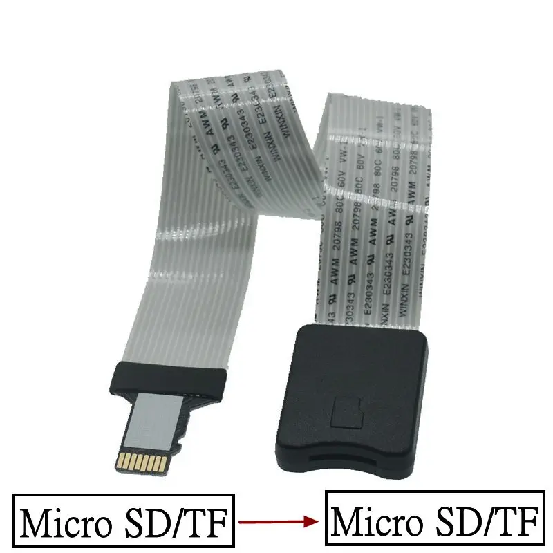 Carte SD femelle vers TF Micro SD mâle, extension de carte flexible, câble d'extension, lecteur adaptateur, soleil de chute, 10cm-60cm