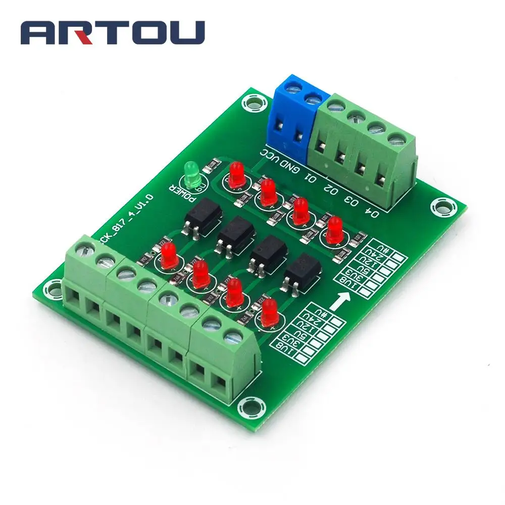 24V to 5V 4 Channel Optocoupler Isolation Board Isolated Module PLC Signal Level Voltage Converter Board 4 Bit