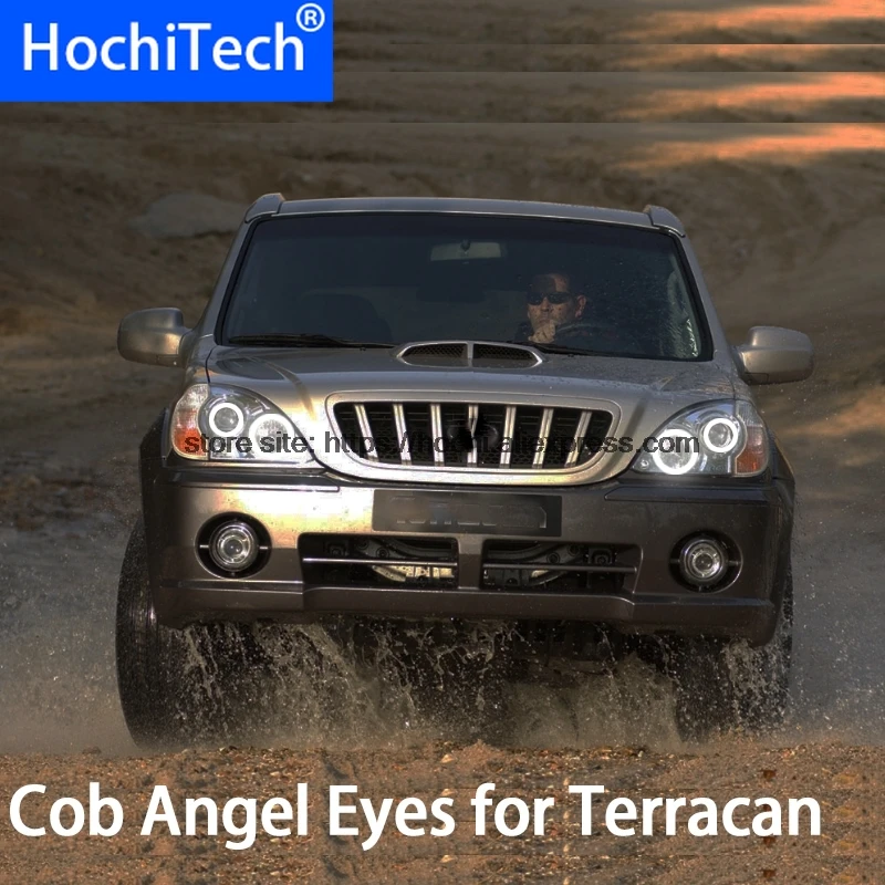 Dla Hyundai Terracan 2001-2007 COB Led światło dzienne biały Cob Led Angel Eyes pierścień bez błędu Ultra jasny