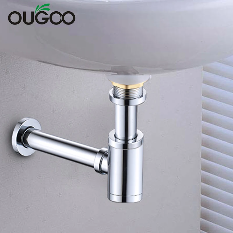 Banheiro Bacia Garrafa Armadilha Pop up Rolha de Drenagem com Transbordamento Dissipador Dreno Kit Sifão Resíduos P-trap Dreno Cromo og