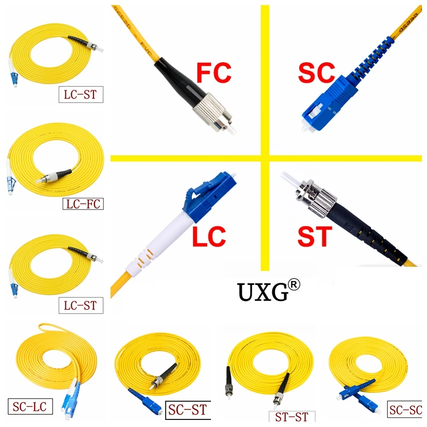 SC To SC LC To LC ST To ST FC To FC Fiber Patch Cord Jumper Cable SM Simplex Single Mode Optic For Network 3m 5m 10m 20m 30m 50m