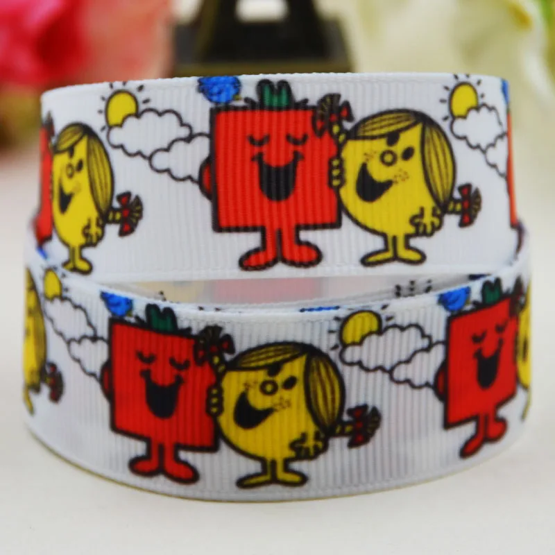 22mm 25mm 38mm 75mm Ruban satin the Mr. Men Cartoon Character printed Grosgrain Ribbon party decoration 10 Yards Mul076