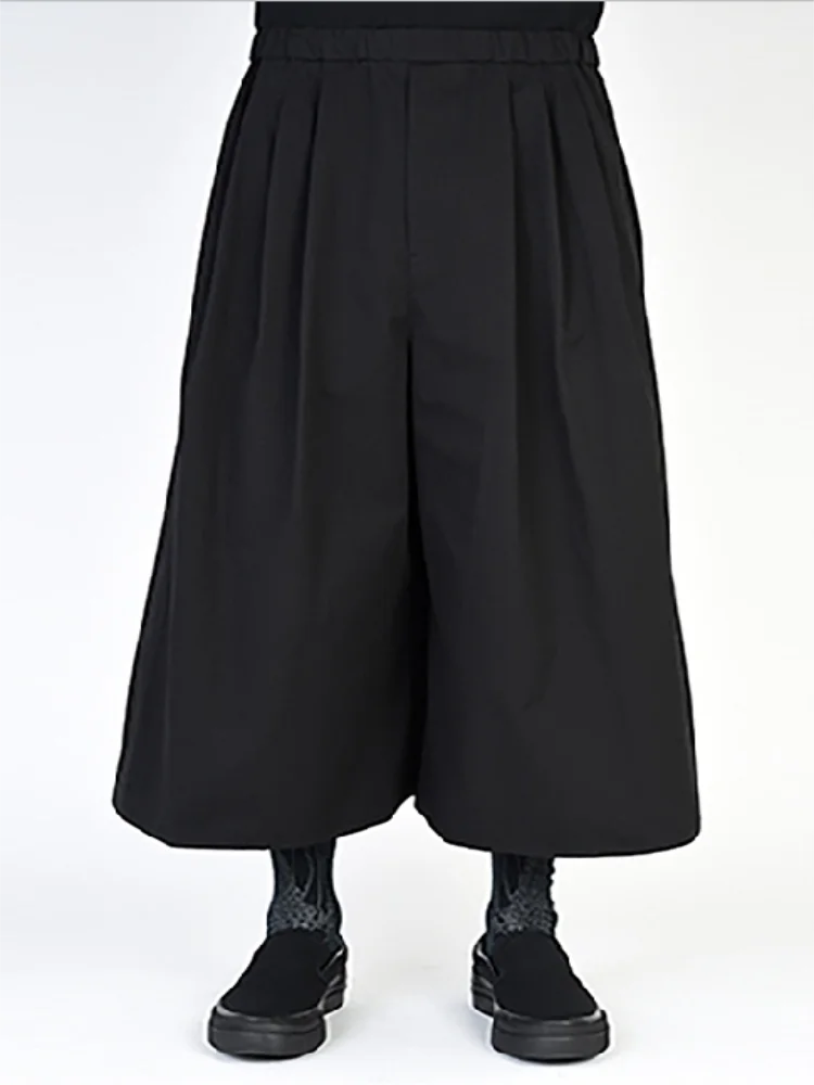 

Spring and Autumn New Men's Casual Loose Pants Wide Leg Pants Culottes Super Loose Fashion Trend Black Nine-Cent Pants