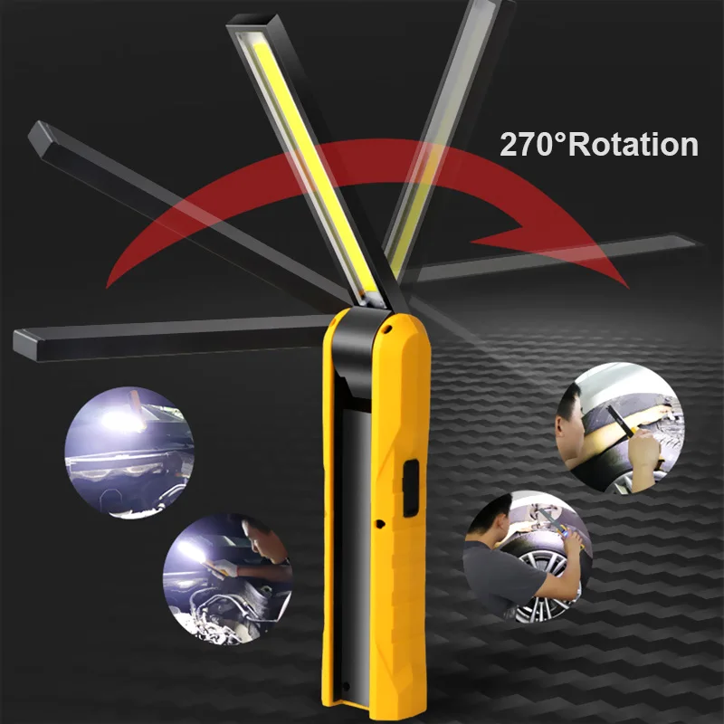 Portable COB Working Light Magnetic Flashlight Led Work Lamp USB Charge Car Flashlight Rotatable Multifunction Lantern with Hook