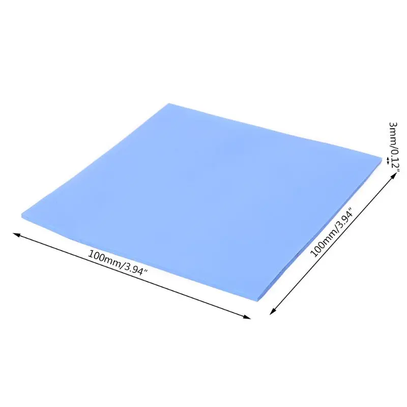 1 시트 100mm x 100mm x 3mm 열 전도도 CPU 방열판 냉각 PC 컴퓨터용 전도성 실리콘 패드 열 패드