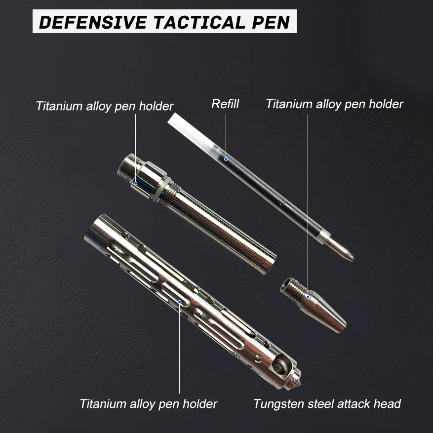 Imagem -05 - Tungsten Steel Titanium Tc4 Tactical Pen Autodefesa Ferramenta ao ar Livre Keychain Bolso Portátil Escrita do Negócio Janela Quebrada