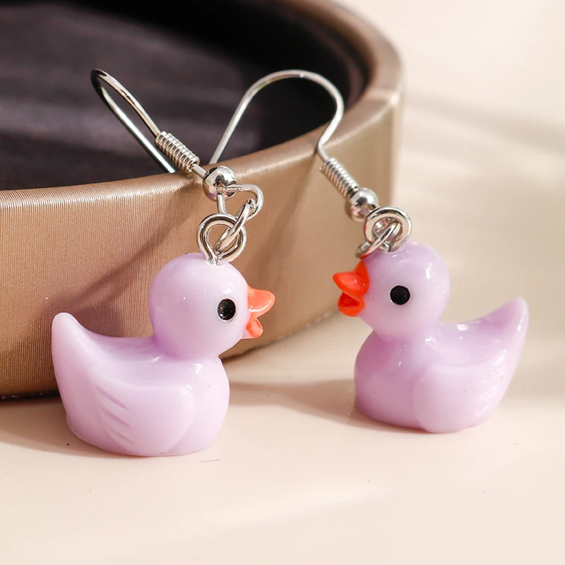 Aihua 3D Cartoon Gelbe Ente Ohrringe für Frauen Mädchen Original Niedliche Ente Tier Baumeln Ohrringe Neuheit Handgemachten Schmuck – Detail 7