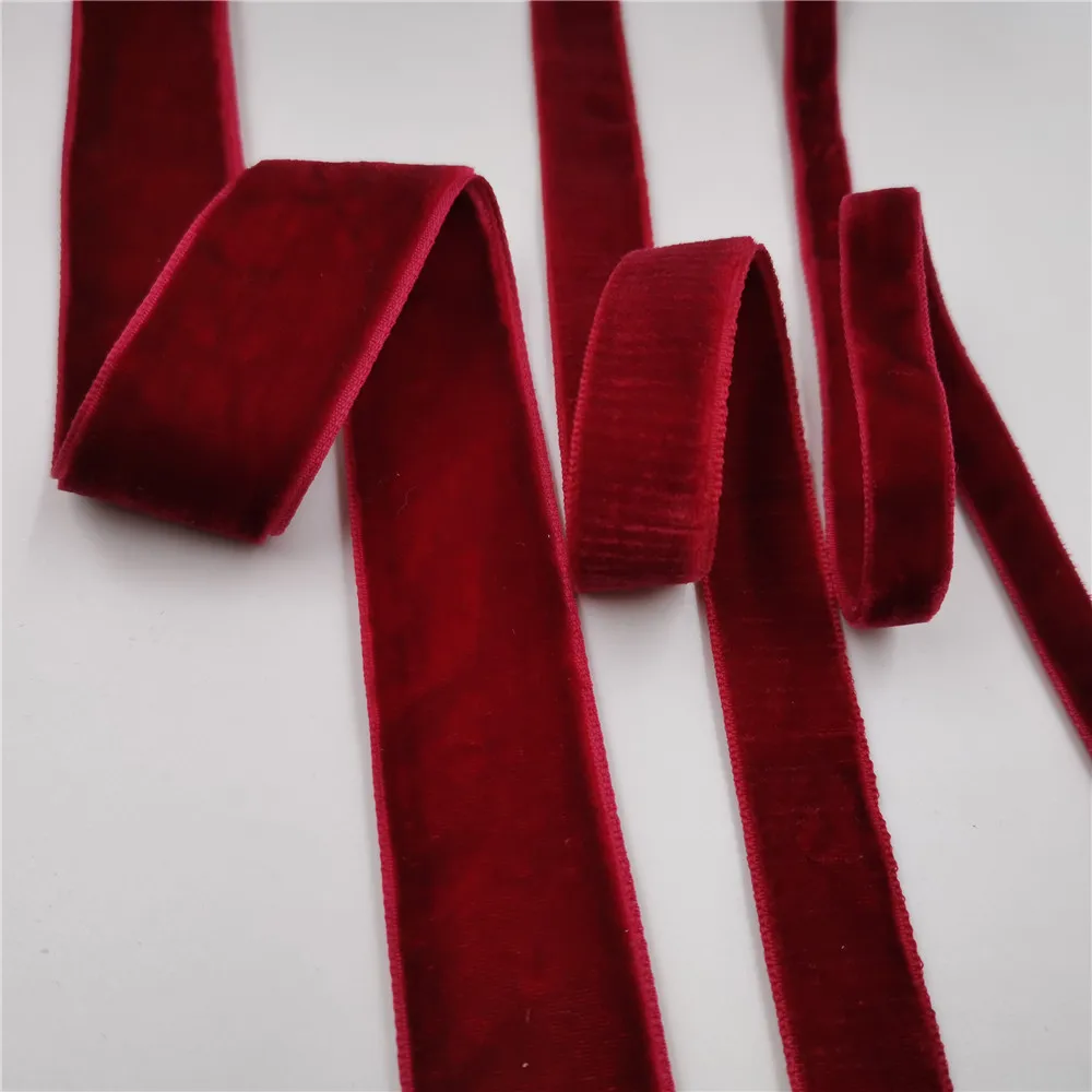 

5yards/lot 6mm,9mm,15mm,19mm,25mm Wine Double Faced Nylon Velvet Ribbon Velour Ribbons Webbing Diy Accessories