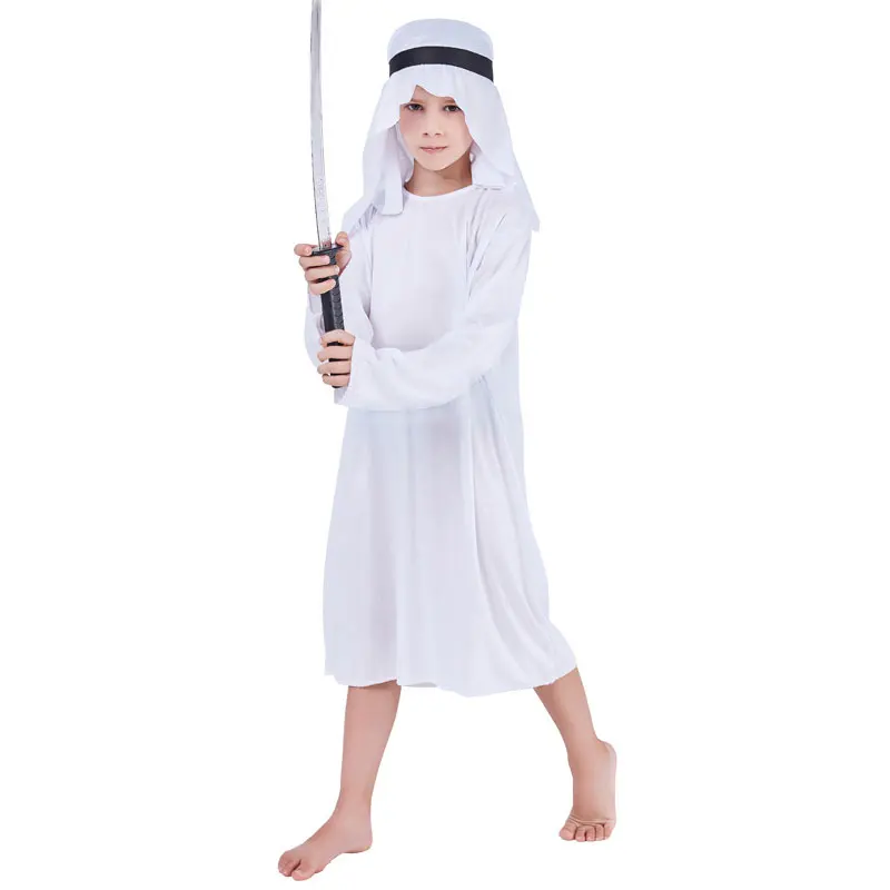 Men Halloween Cosplay Robe White Arab Arabian Prince Costumes Arabian Sheik Costume Kids Boys Middle East Fancy Cosplay for Men