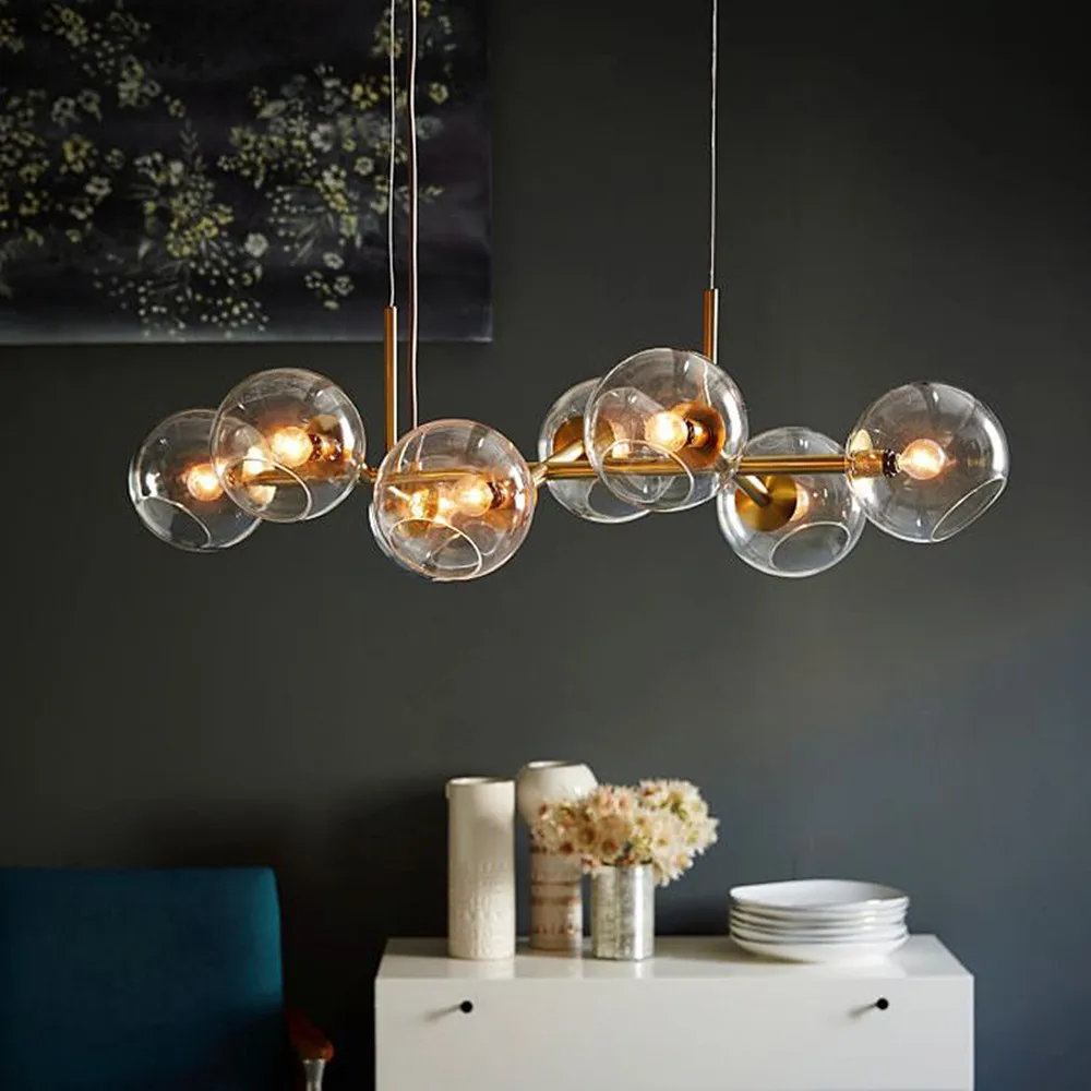 

Postmodern chandelier Creative black and gold Molecule Glass Ball Lights Design Loft Lamp Living Room kitchen island light