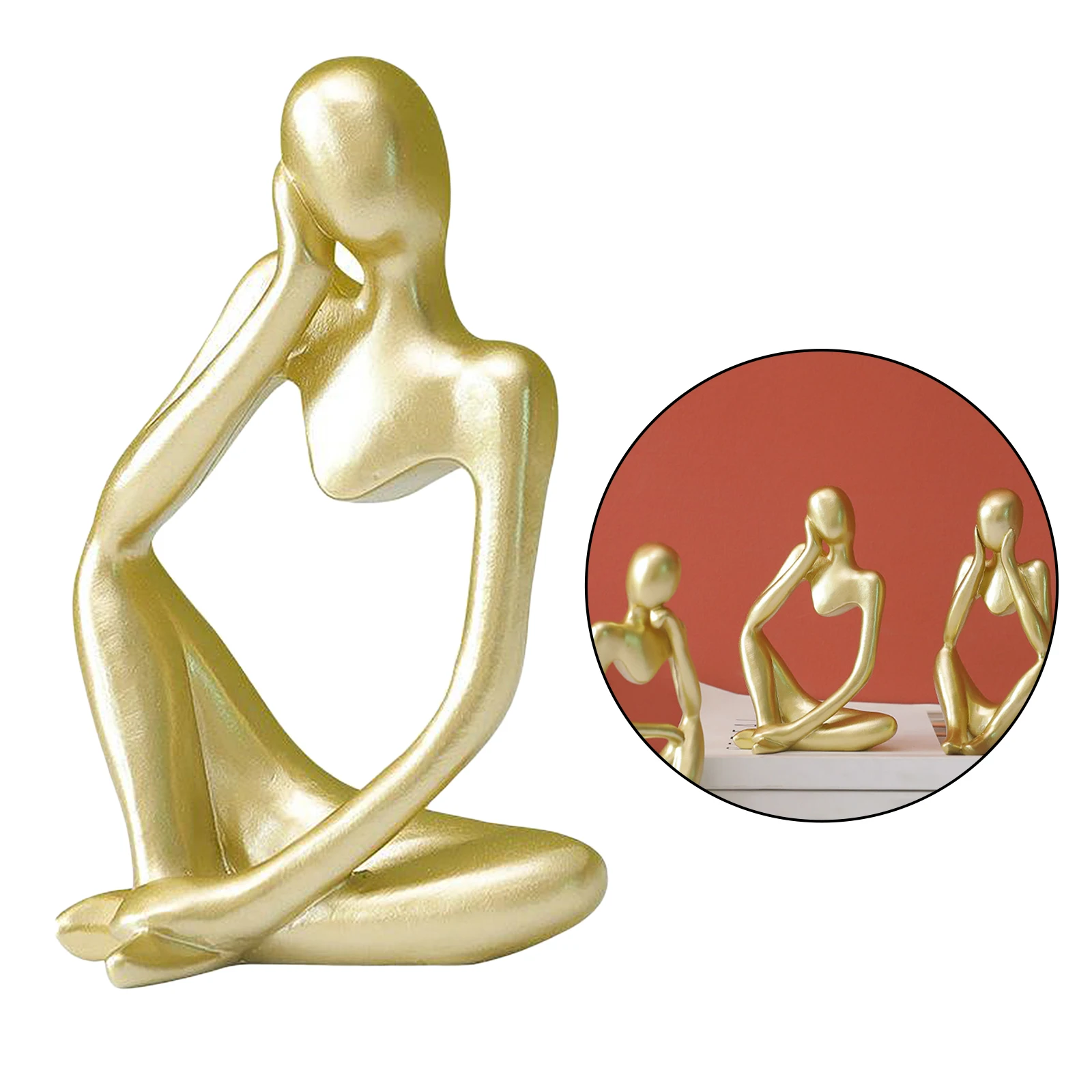 

Modern Thinker Sculpture Creative Figurine Home Sandstone Shelf Statues Abstract Thinker Figurine Statue for Home Decor Office