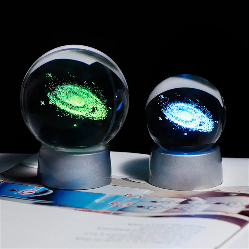 

Miniatures Milky Way Galaxy Planet Crystal Ball 3D Laser Engraved Quartz Glass Sphere Home Decoration Gifts 60/80mm