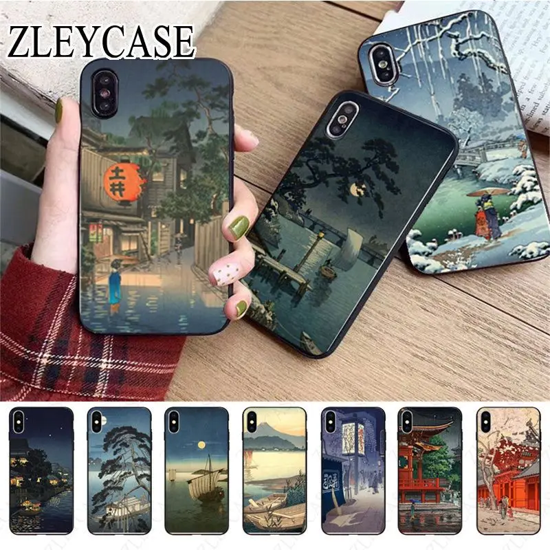 Japanese Fuji Mountain style Phone Case For iphone 13pro 14pro 15pro 12pro 11pro xs max 7 8 XR 12mini 15plus 13mini SE cover