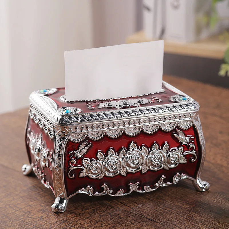 

Luxurious European Style Tissue Box Living Room Draw Paper Storage Box Bathroom Kitchen Dining Table Supplies Household Decorate