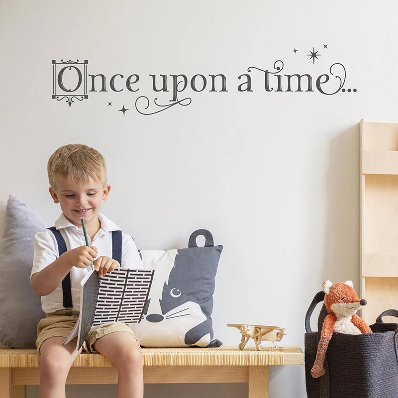 Once Upon a Time Decal - Kids Room Wall Sticker Imagination Quote Pretend Dress Up Area Bookshelf Decor Child\'s Room Decor