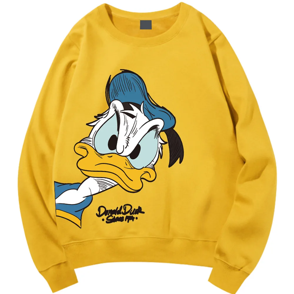 Disney Fashion Donald Duck Cartoon Letter Print O-Neck Pullover Sweatshirt Harajuku Unisex Women Long Sleeve Loose Tops 6 Colors