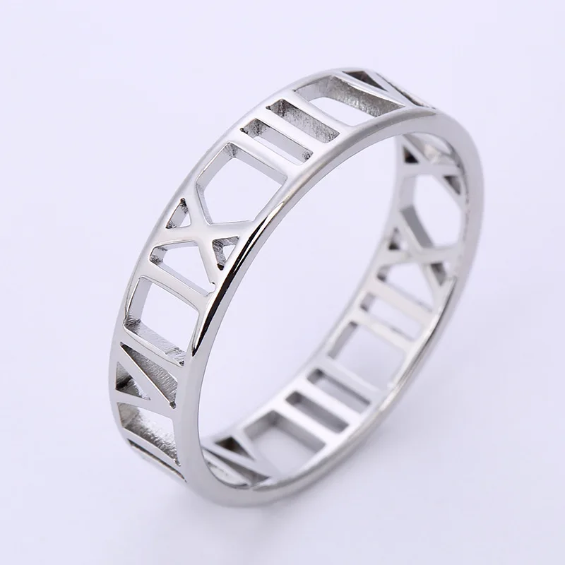 Buyee 925 Sterling Silver Sweet Ring Finger Rome Numbers Simple Ring for Woman Girl Fashion Fine Jewelry Circle