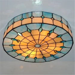 Vintage Mediterranean Baroque Hanging Lamp Bedroom Kitchen Ceiling Lighting Tiffany Stained Glass Ceiling Lights for Living Room