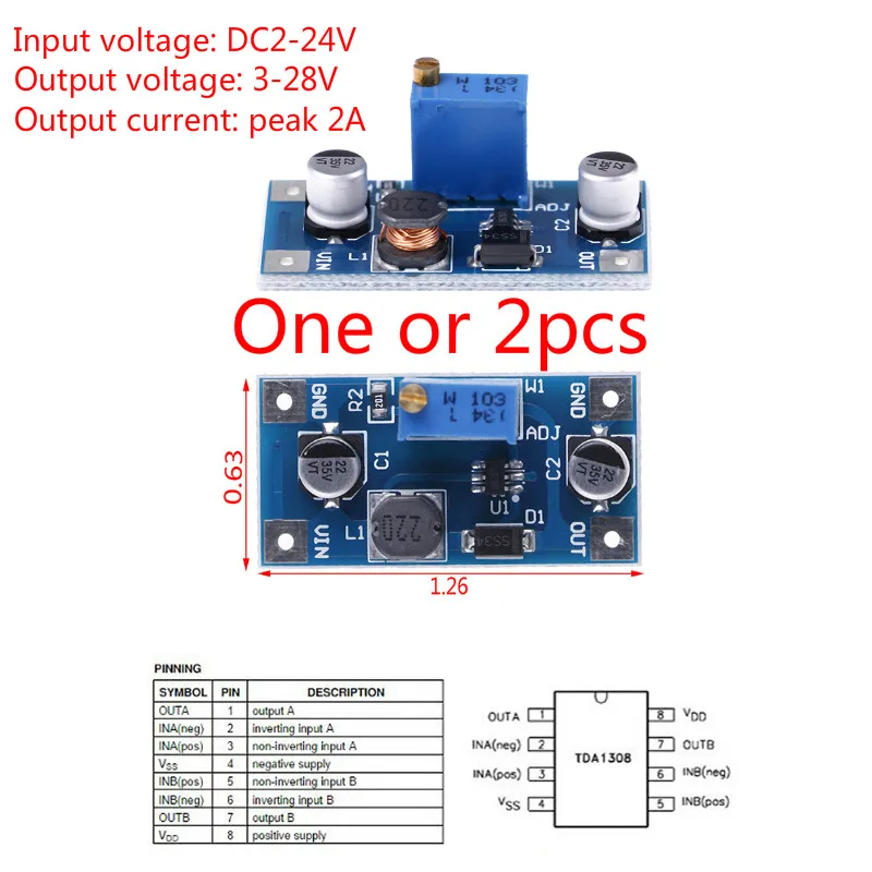 1pcs 2A DC-DC Power Supply Boost Step Up Volt Converter 2V-24V To 3V 5V 6V 9V 12V 19V 3.2cmx1.6cm