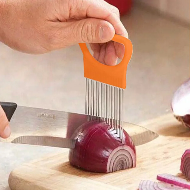 New Kitchen Gadgets Onion Slicer Tomato Vegetables Safe Fork vegetables multifunctional stainless steel Slicing Cutting Tools