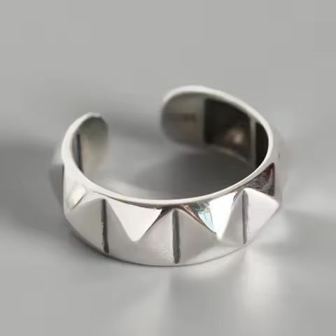 YIZIZAI Temperament Glossy rhombus Ring Opening Ring Silver Color Ring Jewelry For Women Gifts Party