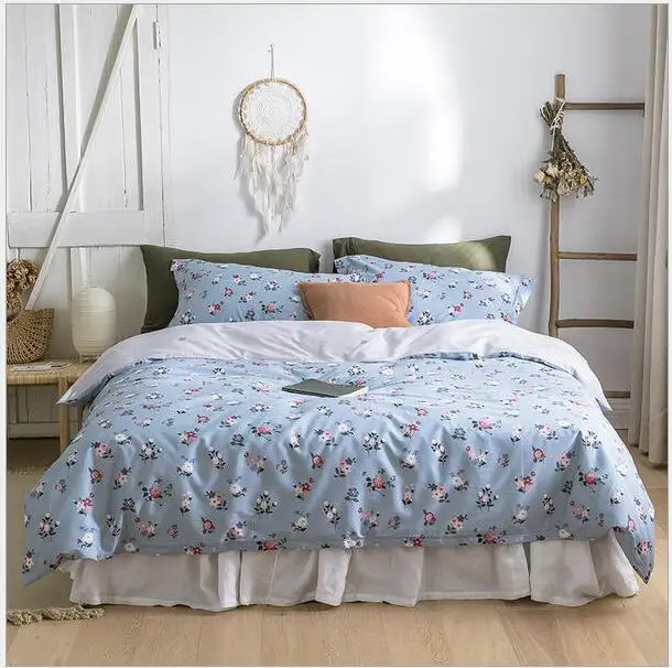 

4pcs per Set Cotton Luxury Fashion bedding set Bedclothes Set Bed sheet quilt cover pillowcase Duvet Cover Set Flat Sheet Queen