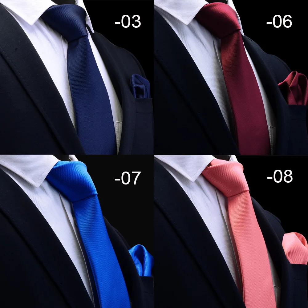 Ricnais Quality Tie Set For Mens 8cm Silk Necktie Handkerchief Sets Man Solid Red Gold Blue Neck Ties For Wedding Business Gift