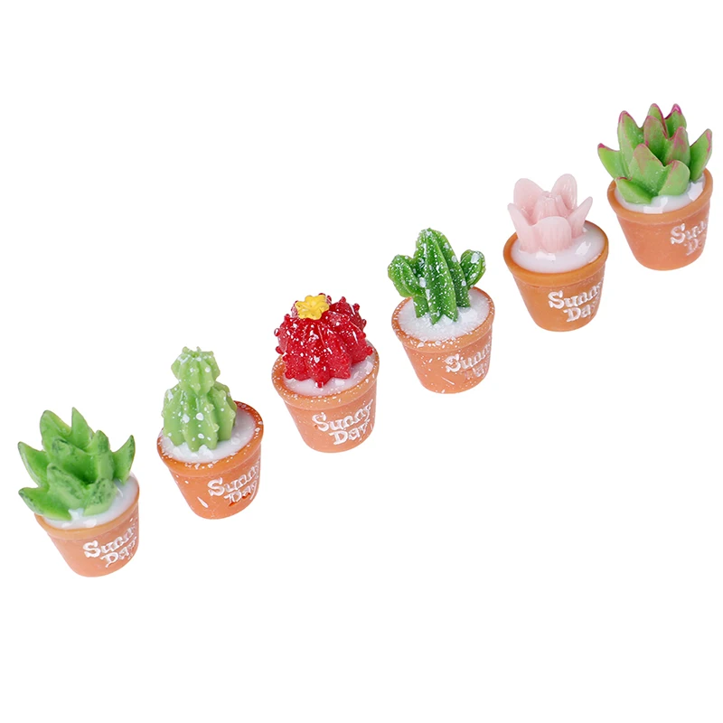 Cactus de resina para micro-paisagem, 5 lâminas decorativas bonsai diy acessórios de casas de bonecas de brinquedo