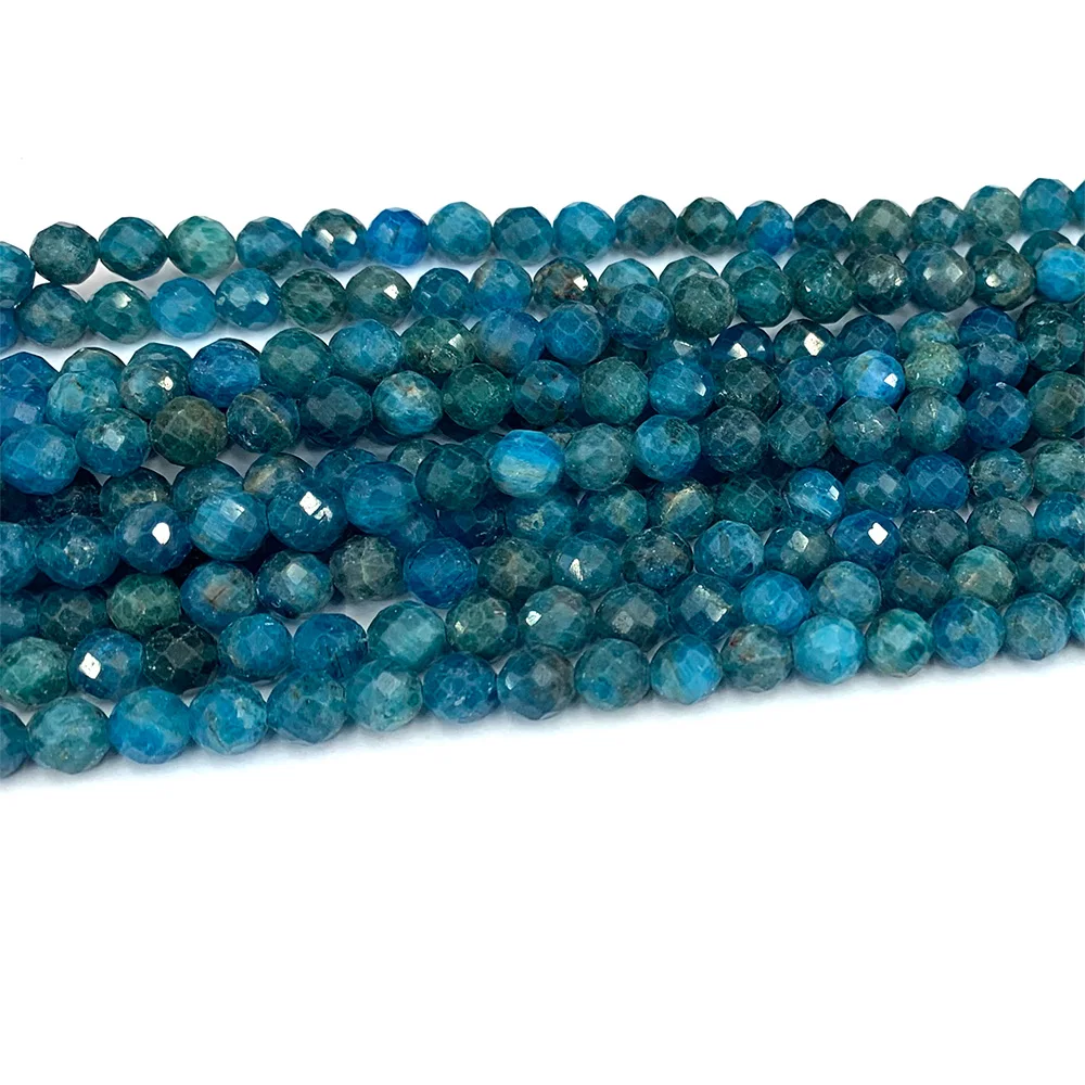 Veemake Apatite Natural Gemstones Crystal DIY Necklace Bracelets Earrings Pendants Faceted Round Beads For Jewelry Making 07313