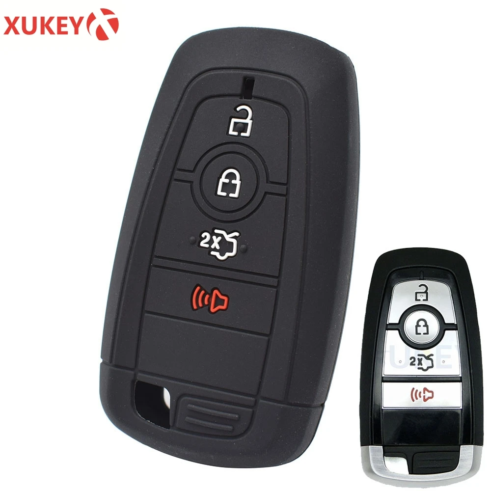 Silicone Key Case Cover For Ford Mustang Fusion Edge Explorer Expedition 2017 2018 2019 Keyless Remote Key Fob Shell