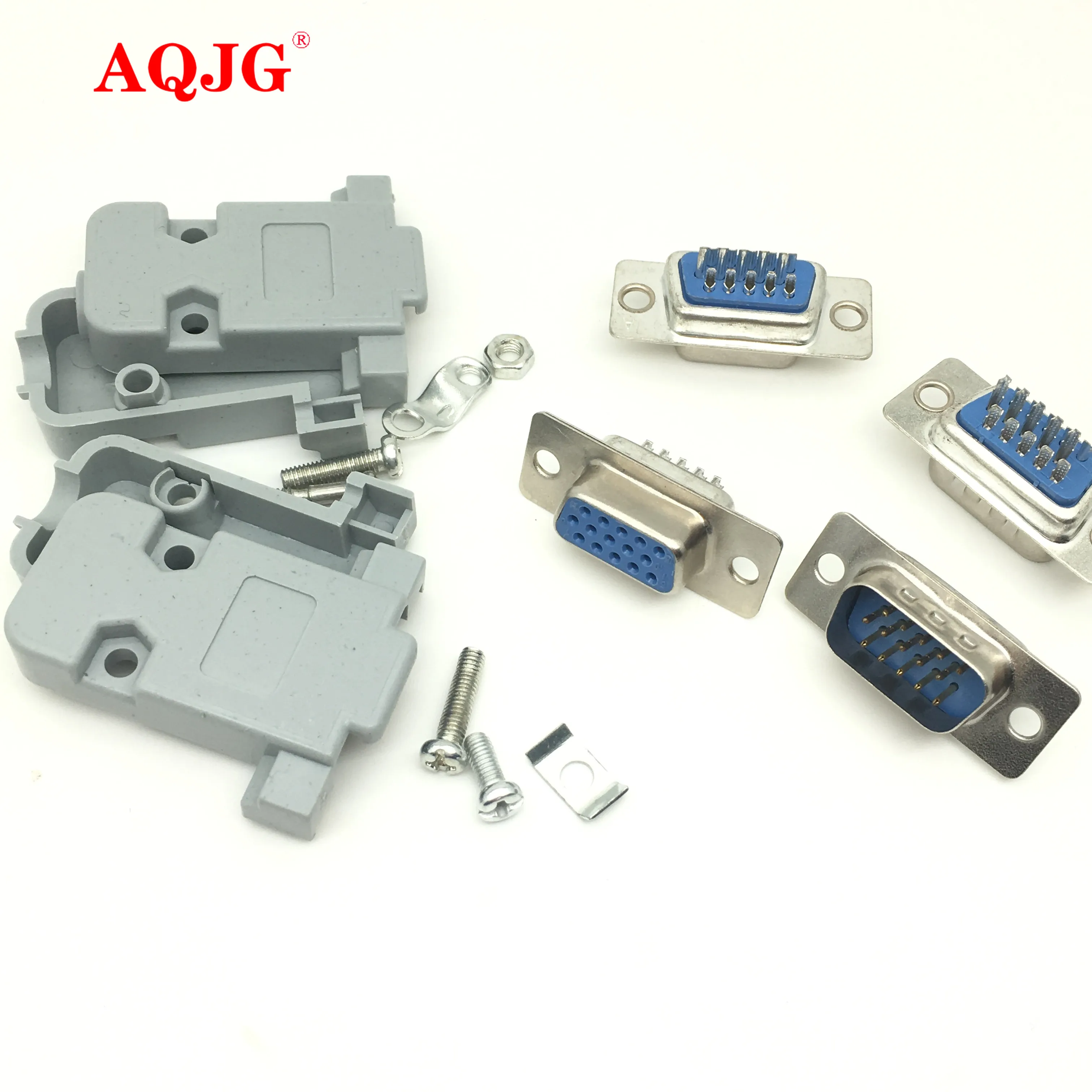 DB15 3Rows Parallel VGA Port HDB9 15 Pin D Sub Male Female Solder Connector Plastic Shell Cover