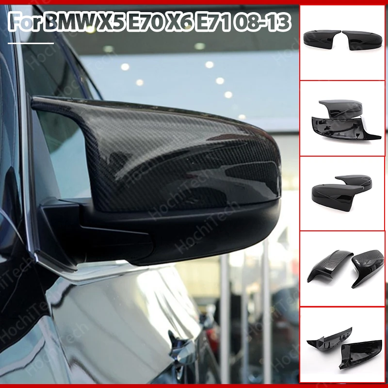 

2pcs Excellent Rearview modified Replacement Carbon Fiber Pattern Bright black Mirror Cover caps For BMW X5 E70 X6 E71 2008-2013